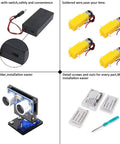 Components of 2WD Smart Robot Car Kit With Ultrasonic Sensor Module R3 Board Remote Control Arduino IDE Compatible DIY Kit