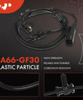 Complete Set Of Four Front And Rear Abs Wheel Speed Sensors For Dodge Ram 1500 2010 To 2012 close-up of sensor wiring harness.