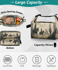 Cowboy Desert Themed Insulated Lunch Bag Tote For Women And Men with wide opening, showing large capacity and leakproof design