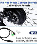 9 Pin Hub Motor Extension Cable Female Waterproof Connector For E Bike 12-72V 250-1000W Power Cable 60 Cm Length