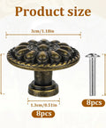Eight Pack Antique Brass Drawer Knobs For Cabinets And Dressers, Vintage Solid Round Cabinet Knobs, Single Hole Hardware For Refinished Furniture, 1.18 Inch Diameter, Timeless Retro Charm size chart, 3cm knob, 25mm screw
