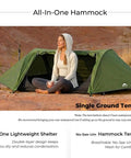 Person sitting by Flat Lay Camping Hammock Tent With Mosquito Net And Rain Fly 3 In 1 Waterproof Lightweight Portable Sleeping Hammock