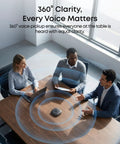 PowerConf Conference Speakerphone With Six Mics 360 Degree Voice Pickup 24 Hour Call Time Zoom Certified Bluetooth 5.3 USB C in meeting room.