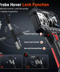 Beast Pro Grade Two Way Articulating Borescope With Light 1080P Endoscope Camera Flexible Probe And 5 Inch IPS Screen IP67 Waterproof 5 Foot Cable For Auto Aircraft And Industrial Inspections showing 220° probe lock