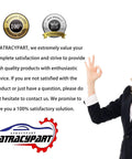 Woman in business suit with ATRACYPART logo and satisfaction guarantee seals