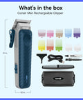 Rechargeable Hair Clippers Kit With Color Coded Guide Combs 17 Pieces For Barber Quality Cuts No Pulling Or Snagging Cordless With Lithium Ion