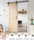 32x80 Inch Sliding Barn Door Slab With 5.5 Foot Hardware Kit Spruce Solid Wood Construction Easy DIY Assembly Rustic Barn Style Entry Door For Interior Rooms