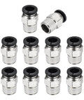 10 Piece Push To Connect Fittings For 0.31 Inch OD Tubing One Quarter NPT Male Nickel Plated Brass Straight Pneumatic Adapters