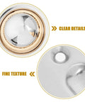Close-up of Adjustable Ball Catch Door Hardware Set for Interior Rooms and Wooden Doors with stainless steel and copper details.