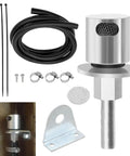 Remote Mount Vent Valve With Gas Line Kit For Gas Tanks Five Sixteenth Inch Barb Size External Rollover Check Valve Tank Vent Line Replacement Part With Gas Line And Hardware shown with components including hose, clamps, and mounting bracket.