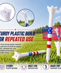 Pro Grade Golf Tees 3-1/4 Inch With 4 Prong Grip Reducing Friction For Longer Carries And Smoother Shots, sturdy plastic
