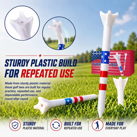 Pro Grade Golf Tees 3-1/4 Inch With 4 Prong Grip Reducing Friction For Longer Carries And Smoother Shots, sturdy plastic