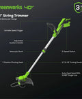 Beast Mode 40V Cordless String Trimmer And Edger, 13 Inch Weed Whacker With Pivoting Head And Steel Guide, Snappy Battery Pack detail image.