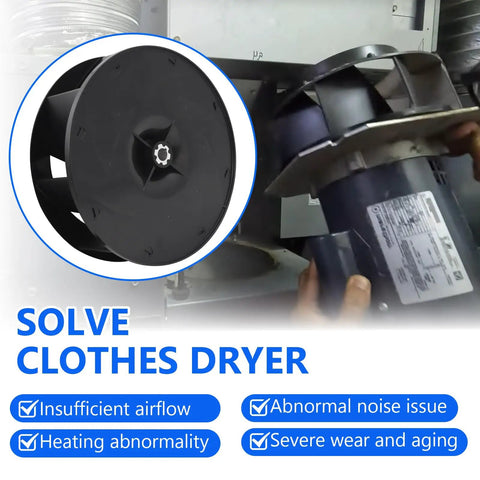 Blower Fan Assembly Replacement For Dryers 9.51 OD T45 installation in dryer to improve airflow and heating performance.