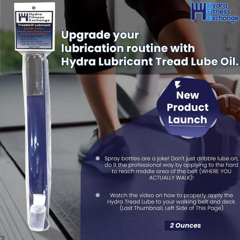 Treadmill Belt Lubricant Kit With Silicone Lube And 16 Inch Applicator next to an exercising person, emphasizing no mess, easy application.