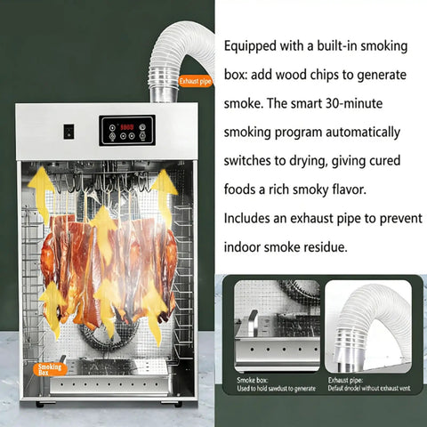 Top Shelf Digital Food Dehydrator Machine With No Sweat 24 Hour Timer And Adjustable Heat Settings with built-in smoking box for flavored snacks.
