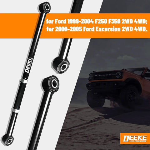 Front Adjustable Track Bar For 2 To 6 Inch Lift Fits Ford F250 F350 Super Duty And 1999 To 2005 Excursion 2WD 4WD Off Road Stability, Steering Control, Rock Solid Handling, And Enhanced Suspension Performance, black steel rod with bushings