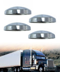 Rear Wheel Hub Cap Covers For Semi Trucks 8 Inch Dome Style Beefy Chrome Finish 4 Pack With 8 Inch Outer Diameter