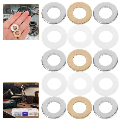 120 Piece O Ring And Flat Washer Kit With Nylon Washers And Zinc Plated Brass Spacers For Screws Electrical Connections And Industrial Fastening M10x20mm Heavy Duty Hardware Set, nylon and brass washers