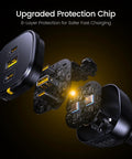 Straight Fire 165W USB C Car Charger PD 3.1 100W Quick Charge 5.0 showing internal upgraded protection chip and circuitry design.