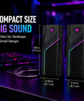 RGB Gaming Speakers For PC Desktop With 21 Lighting Modes, Bluetooth Ready Stereo Computer Speakers on a desk