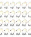 24 Piece 6 Inch Led Recessed Ceiling Lights With Junction Box, sleek white finish, ideal for modern indoor lighting designs.
