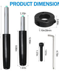 Heavy Duty Gas Lift Cylinder Replacement For Office And Gaming Chairs, Universal Fit Black Pneumatic Piston dimensions shown