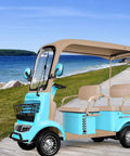 Cruise Comfortably With This Badass 4 Passenger Electric Golf Cart Packing A Roomy Cargo Trunk And Gutsy 800W Motor For Sick Weekend Rides Across Golf Trails Beaches Farms And Suburban Streets.