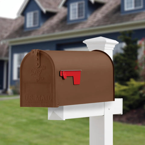 Kick Rust To The Curb Tough As Nails Oil Based Primer Spray Flat Brown on a mailbox for outdoor metal projects.
