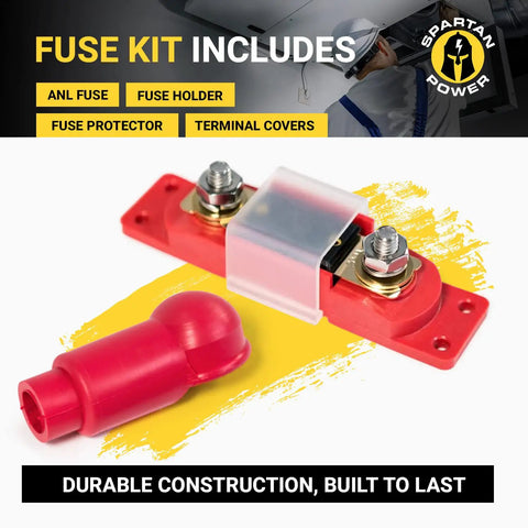 Beefy 150 Amp ANL Fuse And Holder Kit Red For Auto Electrical Systems with heavy duty nylon base and high heat resistant design