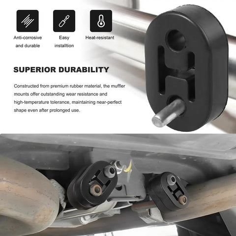 Two Pack Exhaust Rubber Hangers For Cars Trucks And SUVs With 2 Holes Adjustable Muffler Brackets