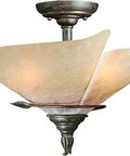 Capri 15 Inch Bronze Rustic Vine Semi Flush Mount Ceiling Light With Excavation Glass Dimmable And LED Compatible