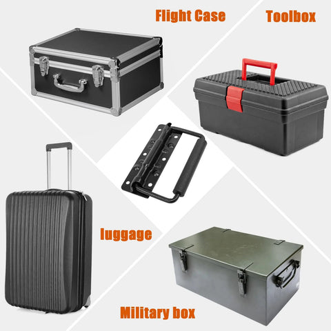 2 Pack 4.9 Inch Heavy Duty Spring Loaded Stainless Steel Surface Mount Chest Handles With Rubber Grip for toolboxes and cases