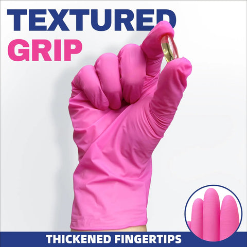 Nitrile Exam Gloves 4 Mil 100 Count Powder-Free Latex-Free Medical And Food Safe Disposable Gloves In Hot Pink Small Size