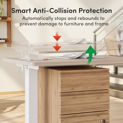 Dope Ergonomic L Shaped Standing Desk Adjustable Height features smart anti-collision protection for safe use in home office setup.