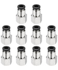 Ten Pack Push To Connect Fittings For 0.24 Inch Tubing And 1/4 NPT Female, Nickel Plated Brass Straight Quick Connect Adapters