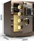 Digital Home Safe With Alarm, Electronic Security Safe For Home And Office, Medium Size 38 X 32 X 45 Cm, Brown Finish