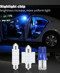 Car interior illuminated with 24 Piece Car LED Bulb Kit With T10 31mm 42mm Festoon And Dome Interior Lights Blue Replacement Bulbs