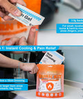 Front view of Rhino Rescue Burn Kit in orange pouch with 10x10 cm dressing, burn gel sachet, and dressing inserts.