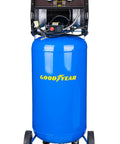 Whisper Quiet 26 Gallon Vertical Air Compressor 175 Psi Oil Free Electric Workshop Beast with gauges and blue tank
