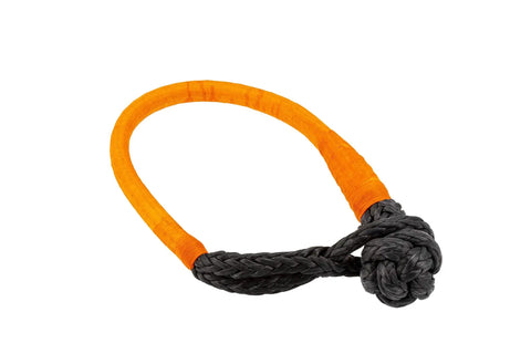 Orange and black Soft Rope Recovery Shackle For Off Road Winching Up To 32000 Lbs 14.5 Ton Includes Mesh Gift Bag Built For Heavy Duty