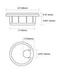Diagram of 5 Pack Black Round Desk Cable Grommets 3 Inch 76mm Two Piece ABS Plastic Hole Cover showing dimensions and design