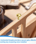 Brass Round Head Wood Screw M3 x 25mm in wood, slotted self-tapping, installed on wooden furniture