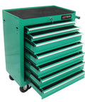 Green 7 Drawer Rolling Tool Chest Cart With Four Wheels Locking System And Drawer Liners Portable Tool Cabinet Trolley