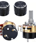 2 Pack 100K Ohm Linear Taper Potentiometers with On Off Switch and black aluminum knobs WH138 B Carbon Potentiometer