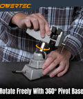Hands adjusting Vacuum Base Vise With Two And Three Quarters Inch Jaw Heavy Duty Pro Grade Portable Table Suction Clamp With 360 Degree Swivel Head