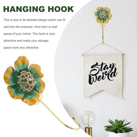 Sweet Vintage Flower Wall Hooks That Are Dang Handy For Hanging Coats Keys And Kitchen Towels Without Taking Up Valuable Space Plus The Rustic Design Looks Totally Legit In Any Room, detailed floral design with gold accent.