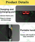 High Capacity 48 Volt Lithium Battery For Electric Forklift And Pallet Jack With Portable Handle showing charging port and handle design.