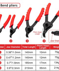 Bent pliers from Ten Piece Snap Ring Pliers Set For Automotive Retaining Rings Removal And Installation Including Internal And External Circlips.