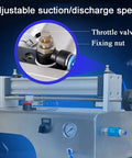 Close-up of the throttle valve and fixing nut on the Straight Up Automated Pneumatic Liquid Filling Machine With Bulletproof Stainless Steel Build And No Drip Nonsense Nozzle For Effortless Commercial Bottling Across 500ml To 5000ml Runs.